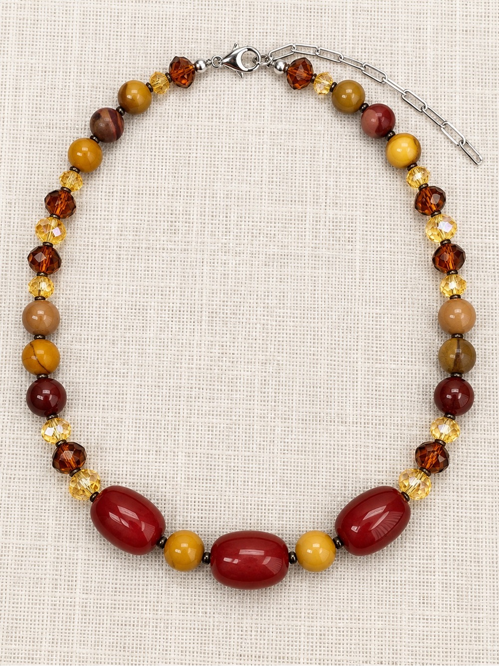 🆕❤️Mookite & Amber Crystal Semi Precious Necklace